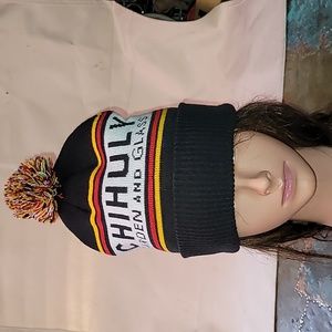 Dale Chihuly Garden and Glow. Poof-ball beanie.  Like-new.  One size fits most.